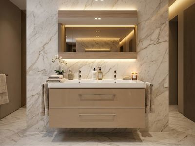 Double Bathroom Furniture Spazio 120 cm with Two Drawers (Without Basin)