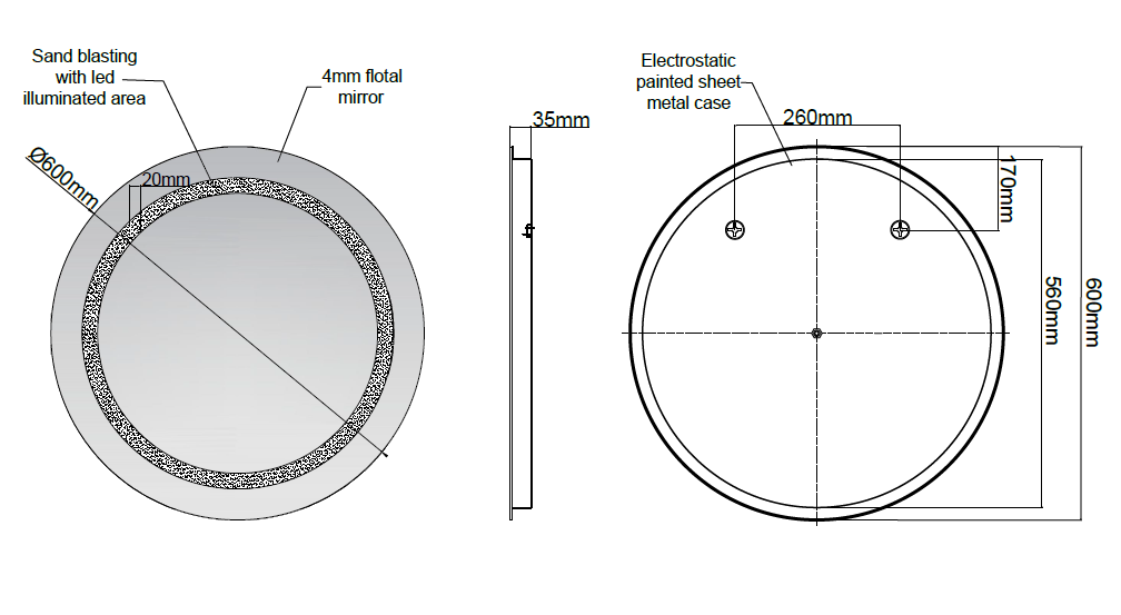 Miroir de salle de bains LED RBA série Omega 60 cm - vue 4