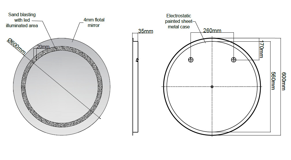 Miroir de salle de bains LED RBA série Omega 60 cm — vue 4
