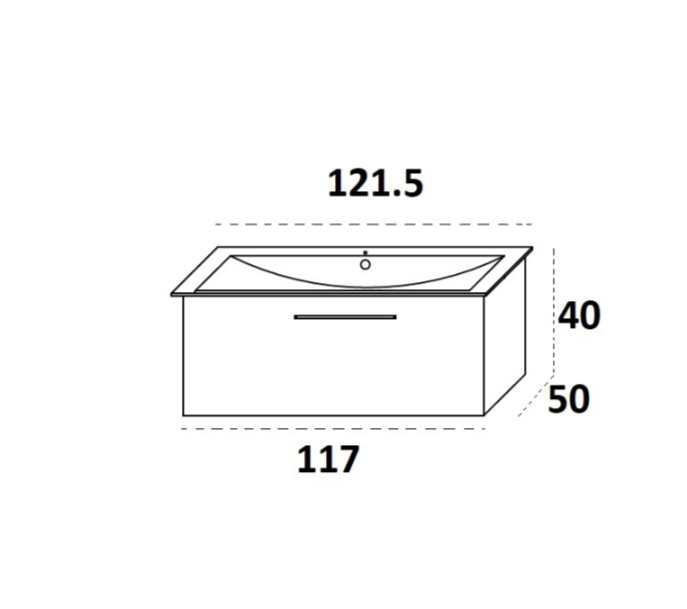 Meuble de salle de bains Lido 122 cm à un tiroir (sans vasque) - vue 6