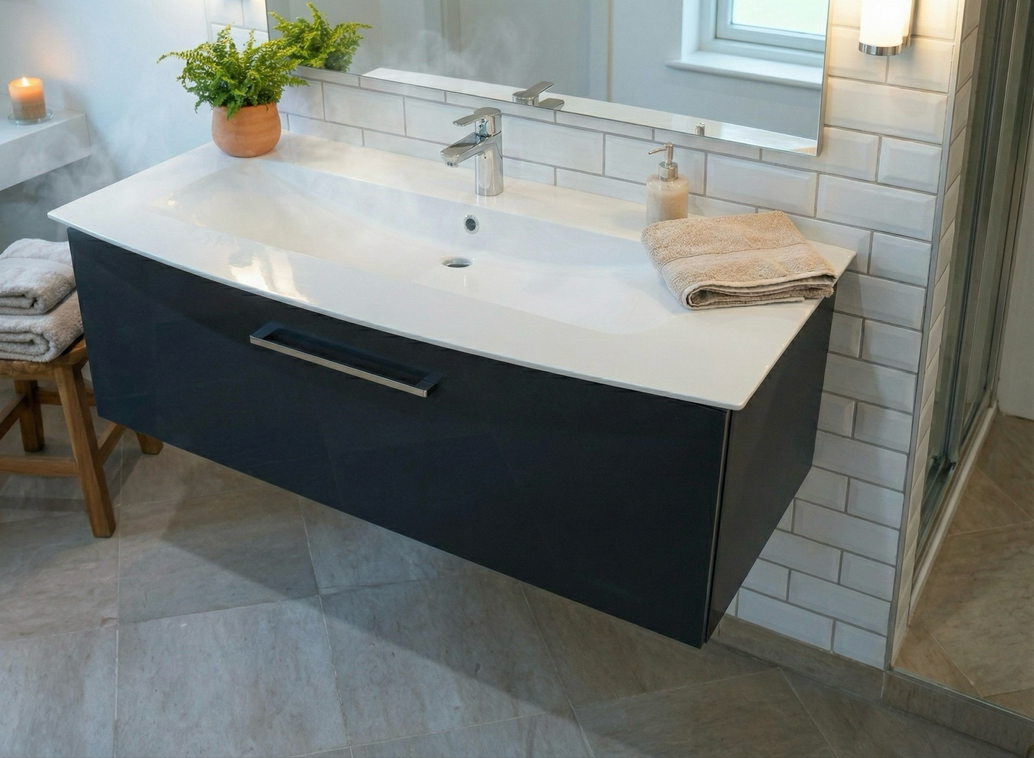 Meuble de salle de bains Lido 122 cm à un tiroir (sans vasque) - vue 3