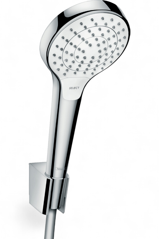 Support mural Hansgrohe avec douchette à main Croma Select S 3 jets et flexible Isiflex 1,60 m