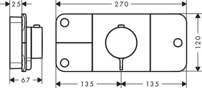 Module thermostatique encastré AXOR One avec 3 fonctions