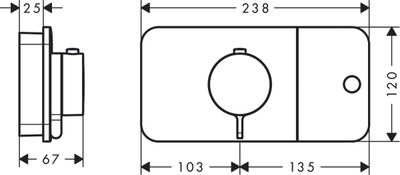 Module thermostatique encastré AXOR One avec 1 fonction