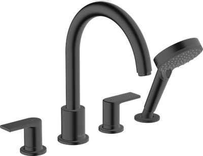 Mélangeur 4 trous pour montage sur bord de baignoire Hansgrohe Vernis Blend en noir mat