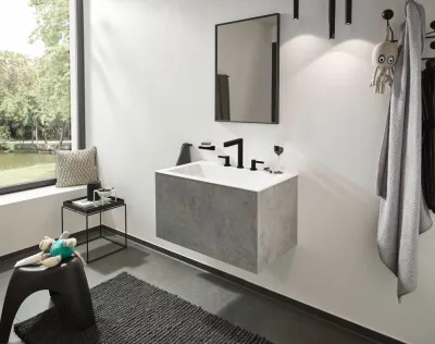 Mélangeur de lavabo 3 trous Hansgrohe Finoris 160 avec bonde push-open en noir mat