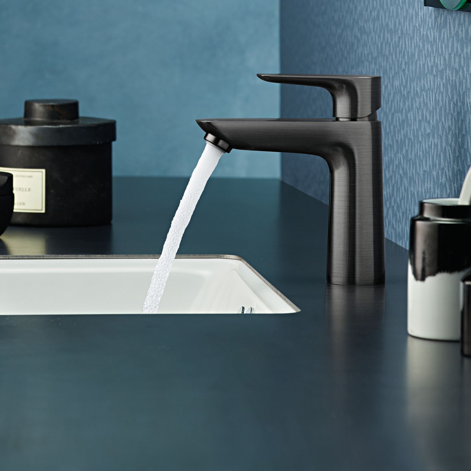 Mitigeur de lavabo Hansgrohe Talis E 110 avec tirette et vidage en noir chromé brossé