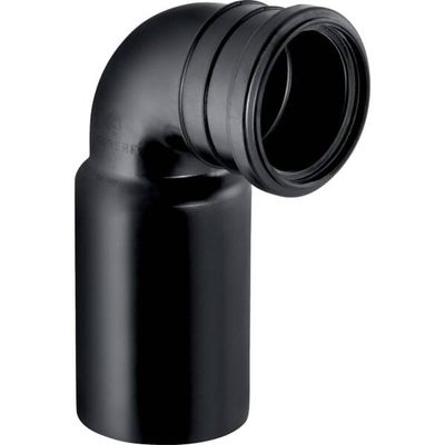 Coude de raccordement Geberit PEHD pour WC suspendu : d= 90 mm ; d1 = 90 mm