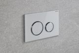 Geberit Sigma50 plaque de déclenchement, verre brillant blanc, anneaux chromés, design rond.