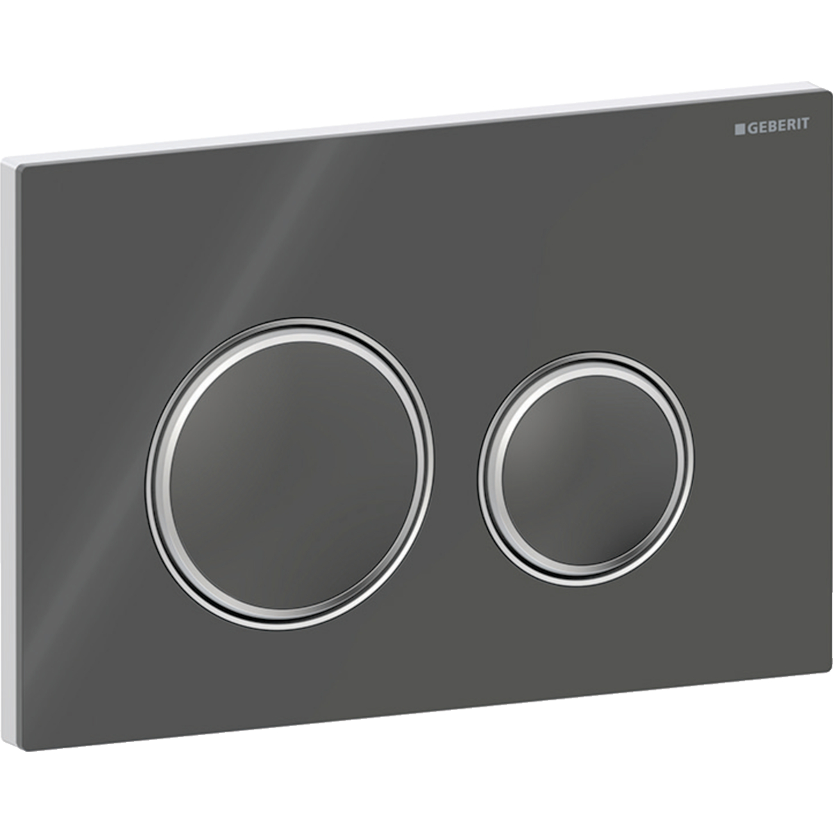 Plaque de déclenchement Geberit Sigma50 round / Verre brillant noir - anneaux design : chromé brillant - vue 3