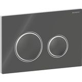Plaque de déclenchement Geberit Sigma50 round / Verre brillant noir - anneaux design : chromé brillant