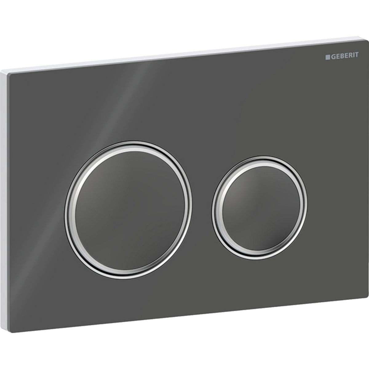 Plaque de déclenchement Geberit Sigma50 round / Verre brillant noir - anneaux design : chromé brillant — vue 3