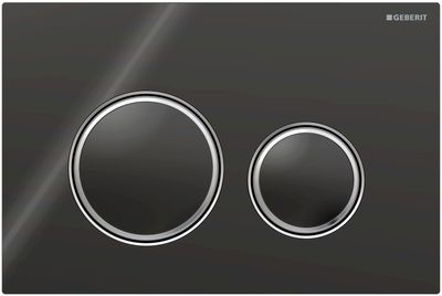 Geberit Sigma50 Round Flush Plate / Black Glass - Chrome