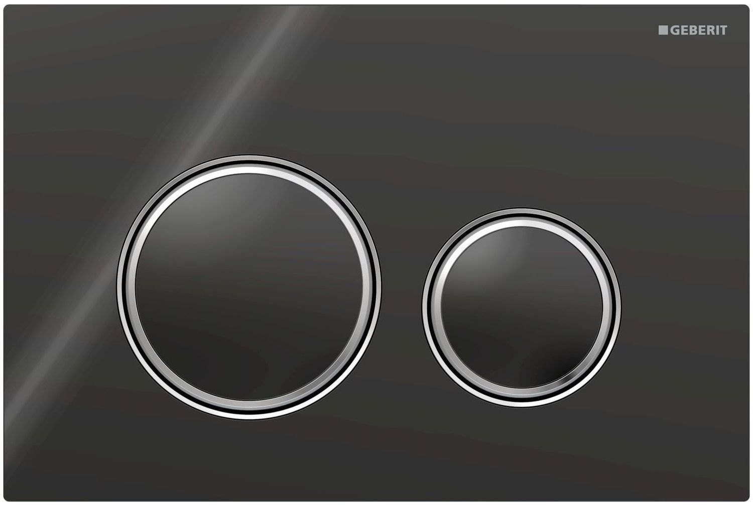 Geberit Sigma50 Round Flush Plate / Black Glass - Chrome