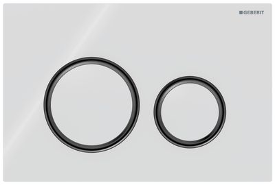 Geberit Sigma50 Round Actuator Plate / White Glass - Black Chrome