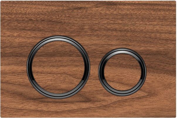 Geberit Sigma50 Round Actuator Plate / American Walnut - Black Chrome