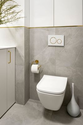 Geberit Sigma50 round flush plate / White glass - Brass