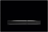 Geberit Sigma50 plaque de déclenchement noir avec bandes design en noir chromé brossé.