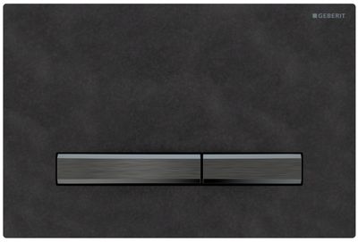 Geberit Sigma50 plaque de déclenchement, Ardoise Mustang, bandes noir chromé brossé, design élégant.