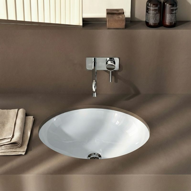 Vasque à encastrer par le dessous Geberit VariForm circulaire diamètre 40 cm avec trop-plein