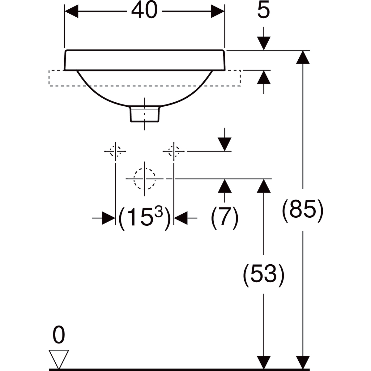 Vasque à encastrer Geberit VariForm ronde 40 cm avec trop-plein - vue 5