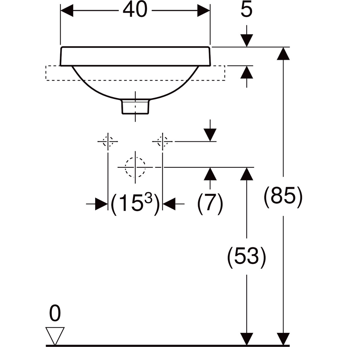 Vasque à encastrer Geberit VariForm ronde 40 cm avec trop-plein — vue 5