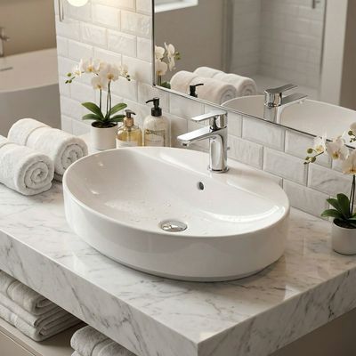 Geberit VariForm Oval Basin Bowl 60 x 45 cm with Tap Platform Geberit VariForm Oval Basin Bowl 60 x 45 cm with Tap Platform