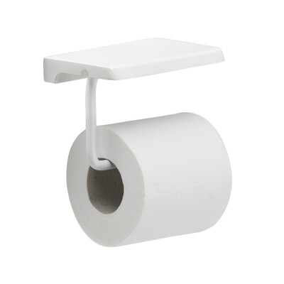 White Wall-Mounted Roll Holder with Support Surface
