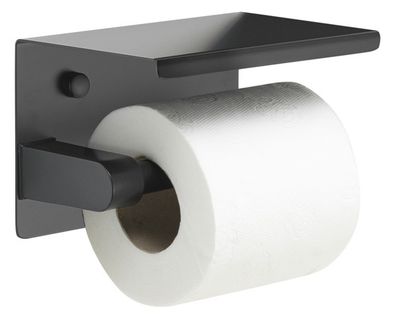 Porte-rouleau avec couvercle et support de rangement en noir mat