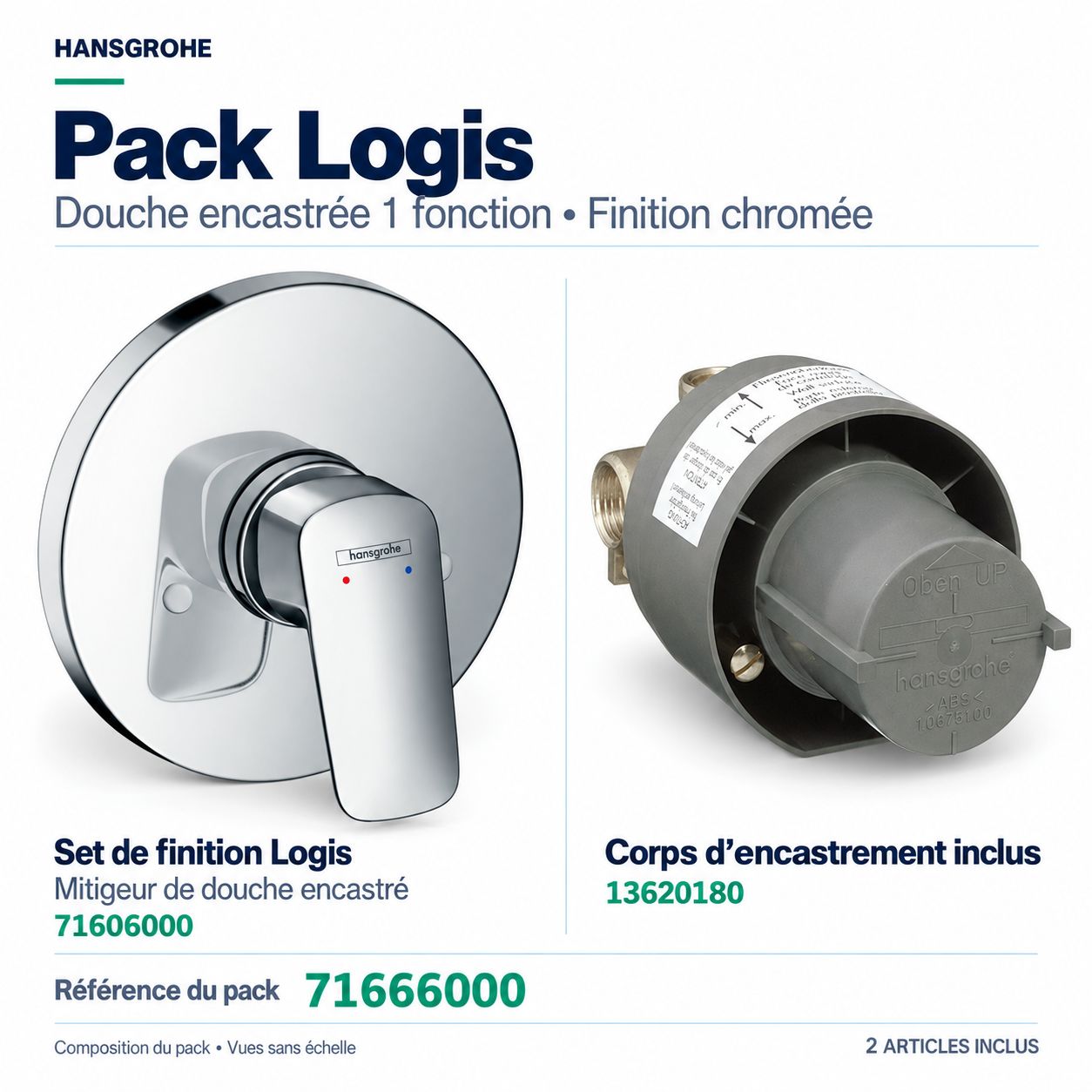 Hansgrohe Logis Concealed Shower Mixer Trim Set with Built-In Body