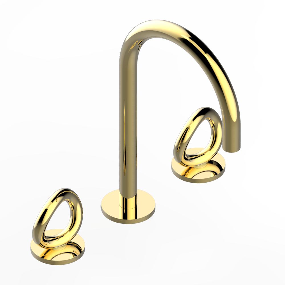 Mélangeur de lavabo 3 trous THG avec vidage pour serrage marbre - Collection "O"
