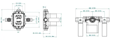 Corps d'encastrement THG pour mitigeur de douche à encastrer thermostatique pour installation horizontale