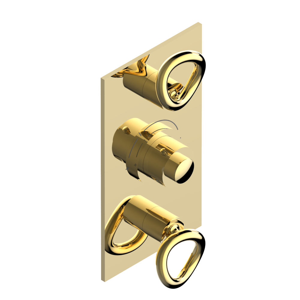 Set de finition THG pour douche thermostatique à encastrer avec deux robinets d'arrêt à 2 fonctions - Collection "O" — vue 5