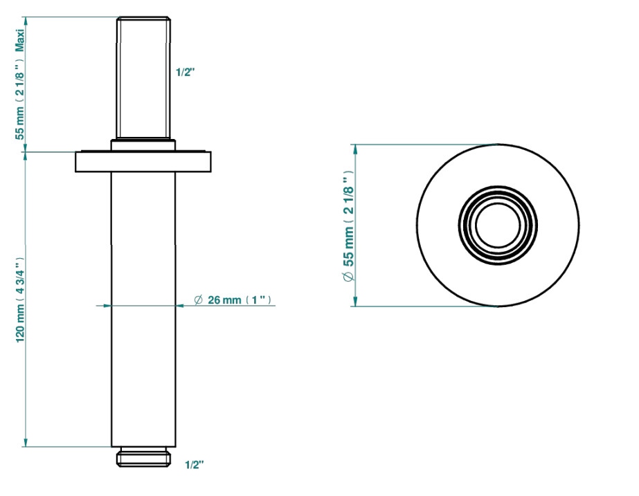 Bras de douche THG 120 mm verticale - Collection "O" — vue 5