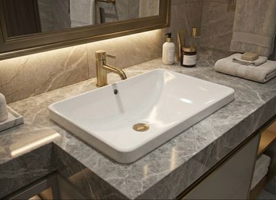 Geberit VariForm Rectangular Built-in Washbasin 55 x 40 cm with Overflow