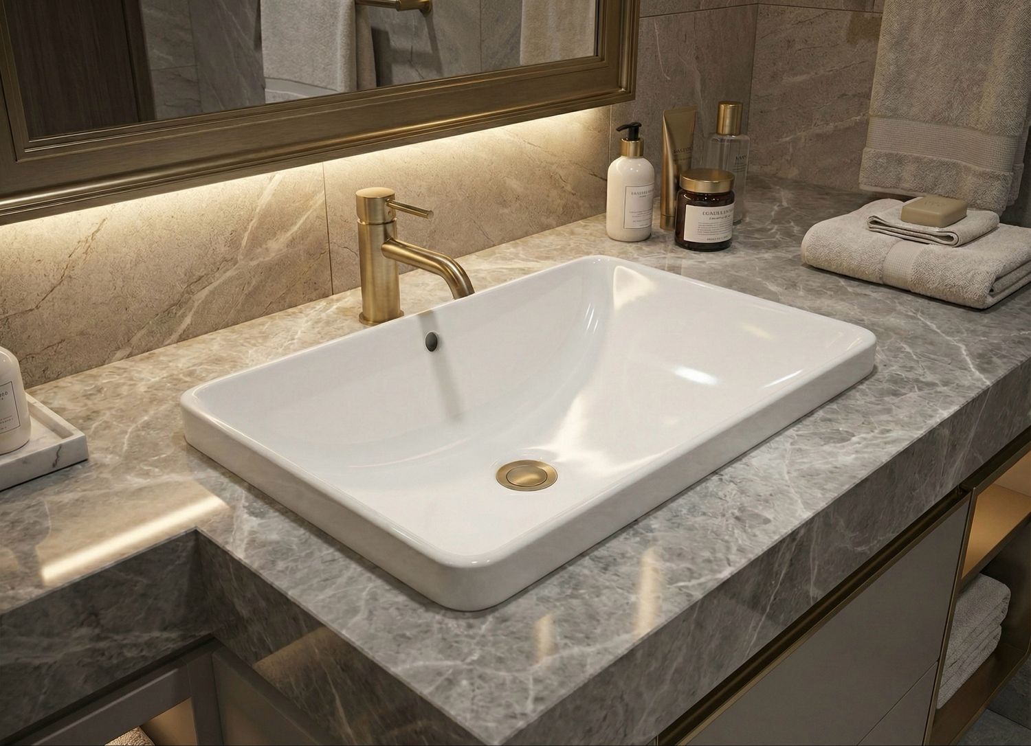 Geberit VariForm Rectangular Built-in Washbasin 55 x 40 cm with Overflow