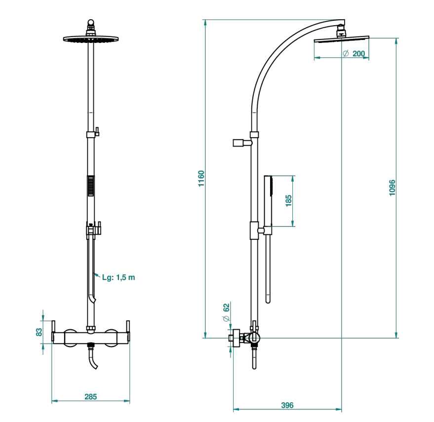 Colonne de douche thermostatique THG - Collection "Anoa" — vue 2