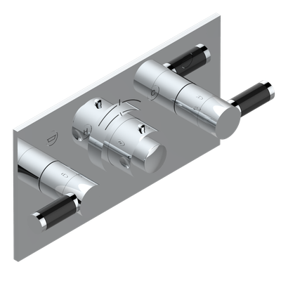 Set de finition THG pour douche thermostatique à encastrer avec deux robinets d'arrêt pour installation horizontale à 2 fonctions - Collection "Anoa"
