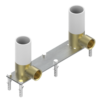 Platine de fixation pour mélangeur de baignoire sur pieds THG, arrivées F 3/4" sorties F 3/4"