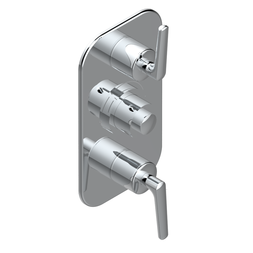 Set de finition THG pour douche thermostatique à encastrer avec deux robinets d'arrêt - Collection "Bondi à manettes"