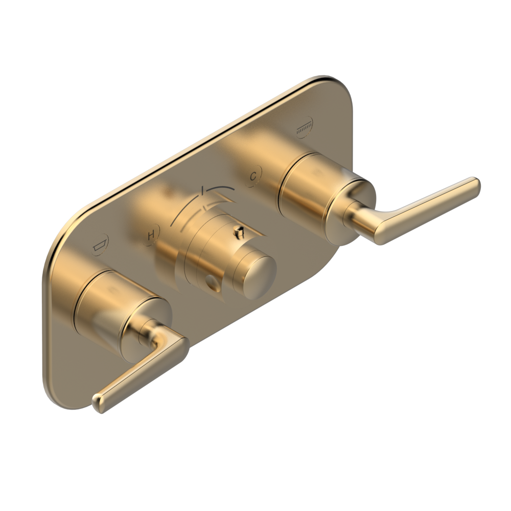 Set de finition THG pour douche thermostatique à encastrer avec deux robinets d'arrêt pour installation horizontale à 2 fonctions - Collection "Bondi à manettes" — vue 5