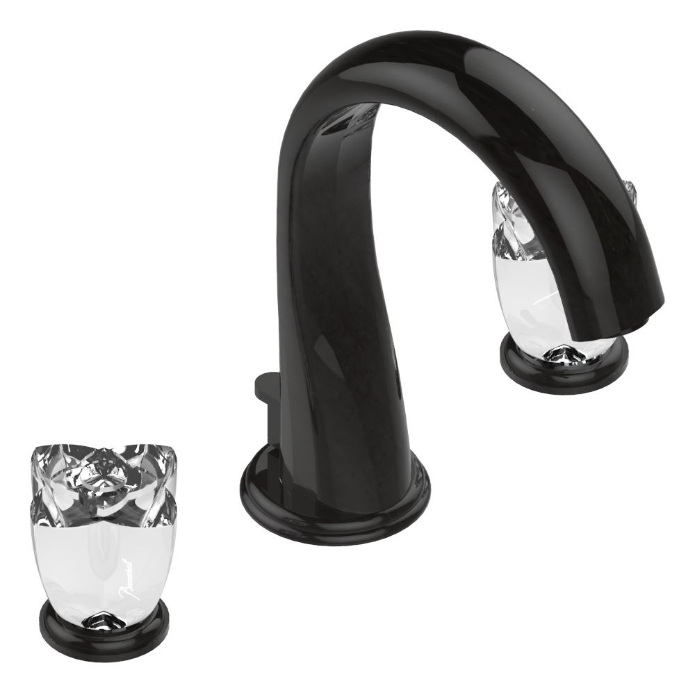 Mélangeur de lavabo 3 trous THG avec vidage pour serrage marbre - Collection "Pétale de Cristal Clair" — vue 3