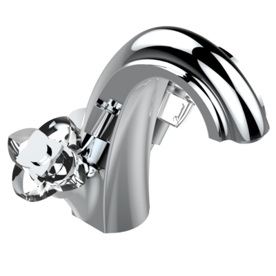 Mélangeur de lavabo monotrou THG avec vidage - Collection "Pétale de Cristal Clair"