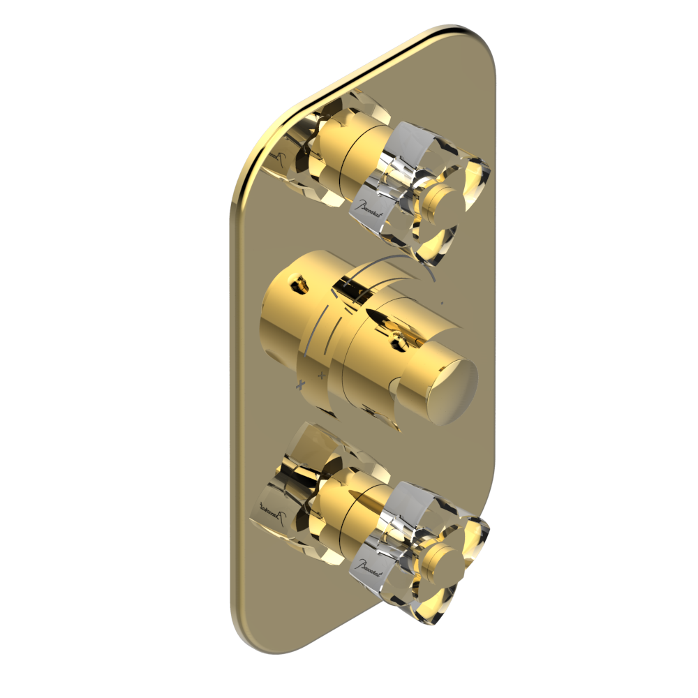 Set de finition THG pour douche thermostatique à encastrer avec deux robinets d'arrêt à 2 fonctions - Collection "Pétale de Cristal Clair"