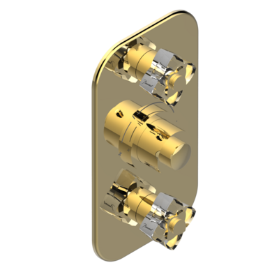 Set de finition THG pour douche thermostatique à encastrer avec deux robinets d'arrêt à 2 fonctions - Collection "Pétale de Cristal Clair"