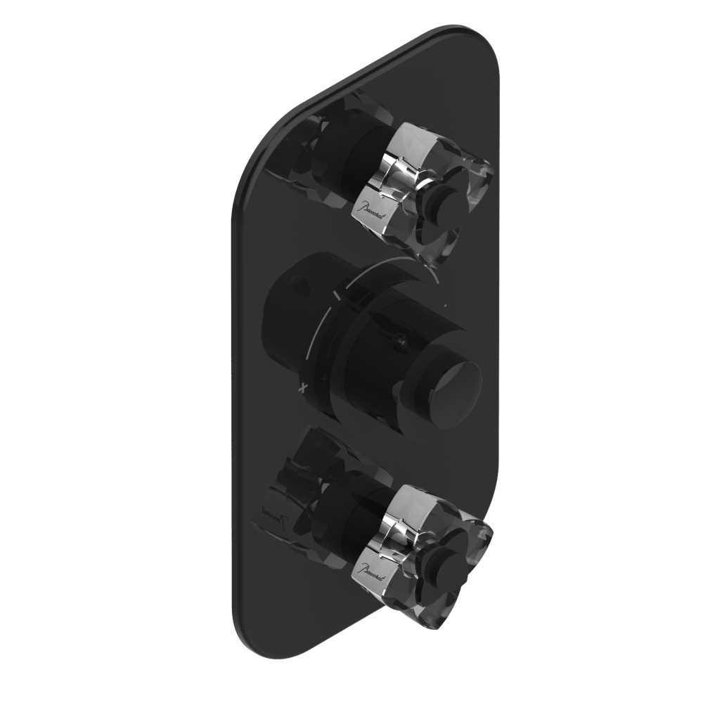 Set de finition THG pour douche thermostatique à encastrer avec deux robinets d'arrêt à 2 fonctions - Collection "Pétale de Cristal Clair" — vue 3