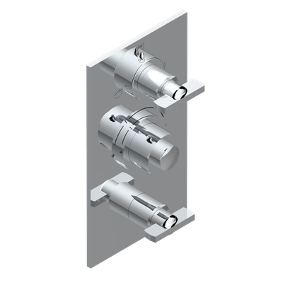 Set de finition THG pour douche thermostatique à encastrer 3 fonctions avec une fonction arrêt et 2 sorties et une fonction arrêt simple - Collection "Le 11"