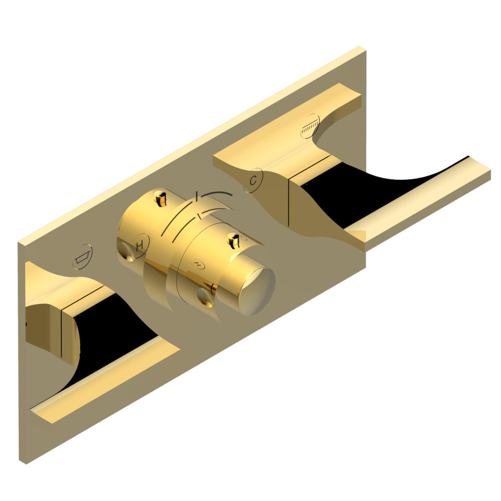 Set de finition THG pour douche thermostatique à encastrer avec deux robinets d'arrêt pour installation horizontale à 2 fonctions - Collection "Pure" — vue 4