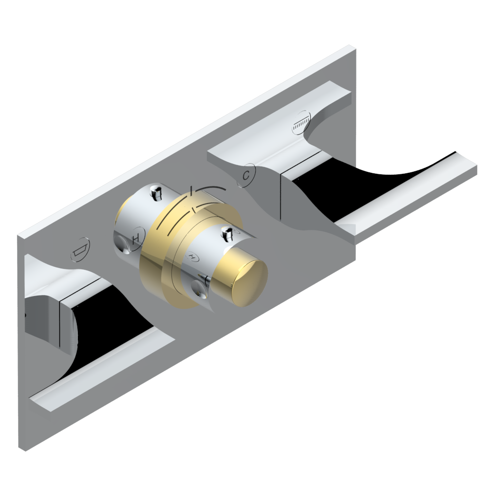 Set de finition THG pour douche thermostatique à encastrer avec deux robinets d'arrêt pour installation horizontale à 2 fonctions - Collection "Pure" — vue 3