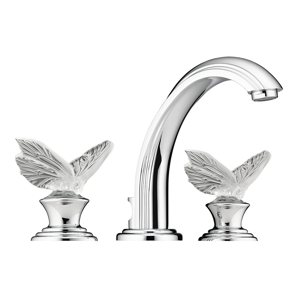 Mélangeur de lavabo 3 trous THG avec vidage, pour serrage marbre - Collection "Papillon"